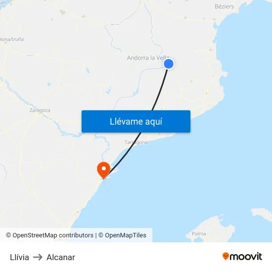 Llívia to Alcanar map
