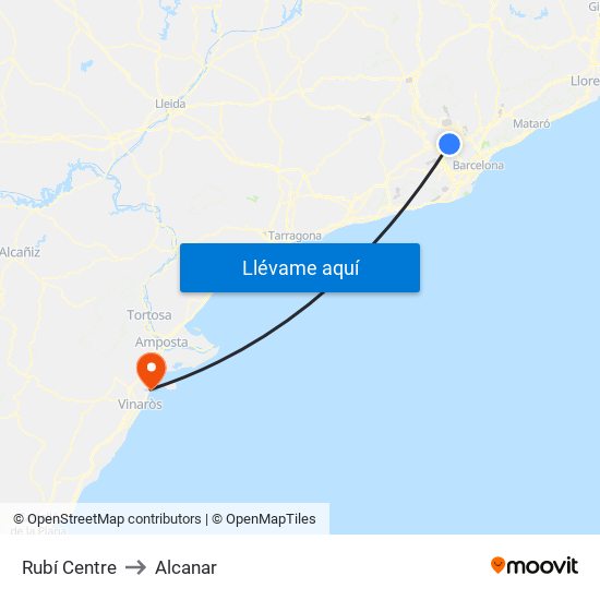 Rubí Centre to Alcanar map