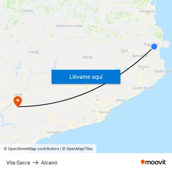 Vila-Sacra to Alcanó map