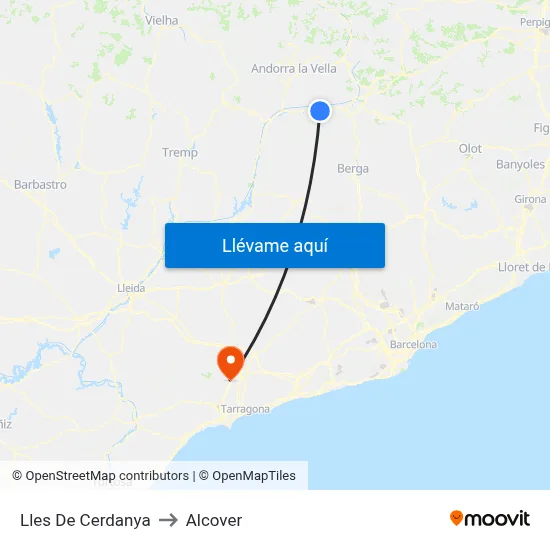 Lles De Cerdanya to Alcover map