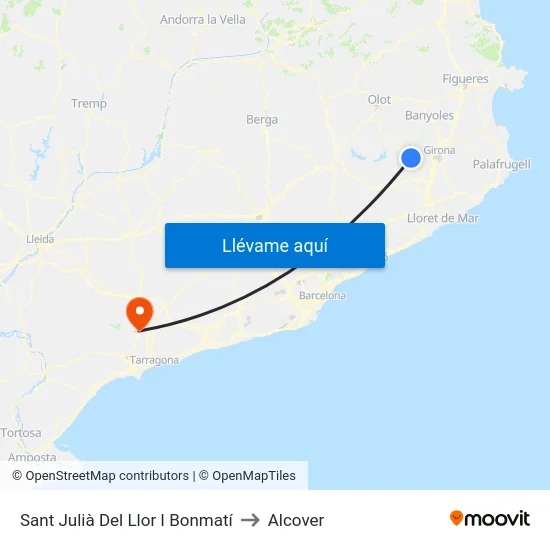 Sant Julià Del Llor I Bonmatí to Alcover map