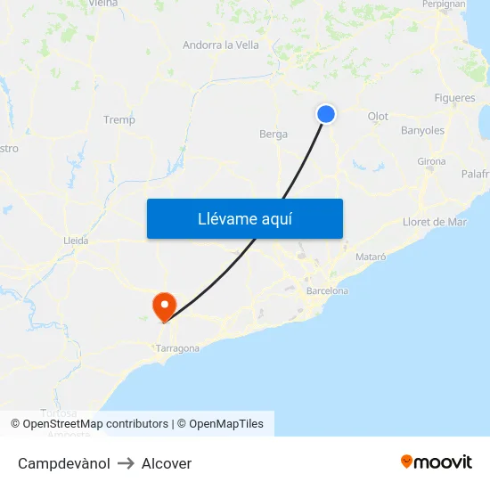 Campdevànol to Alcover map