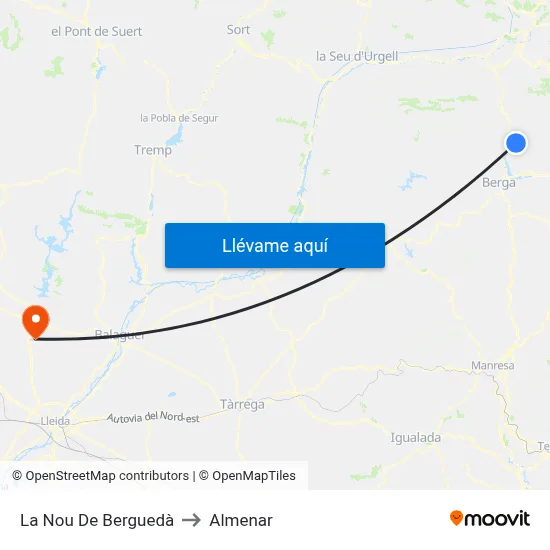 La Nou De Berguedà to Almenar map
