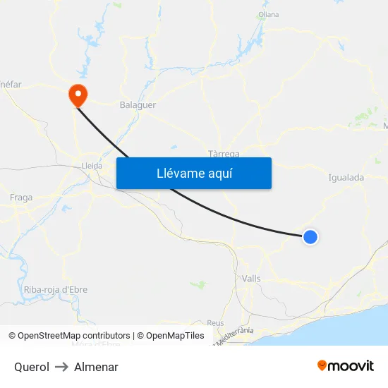 Querol to Almenar map