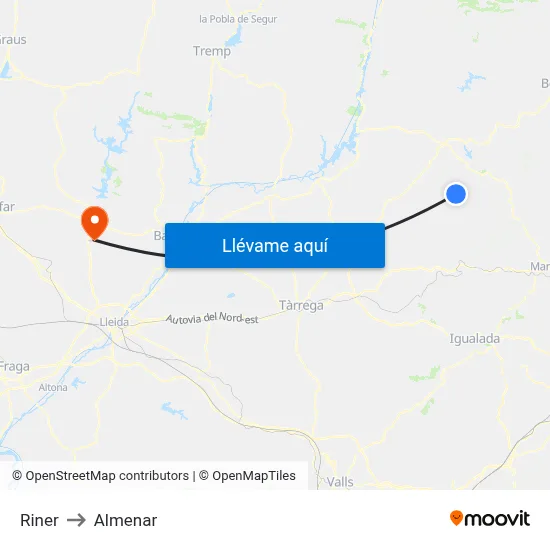 Riner to Almenar map