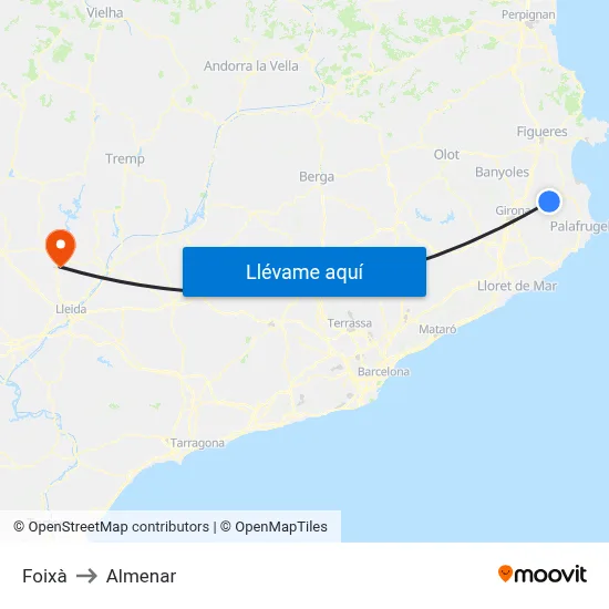 Foixà to Almenar map