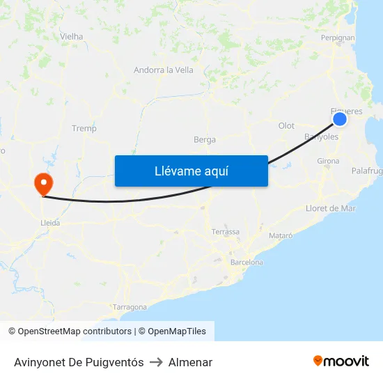Avinyonet De Puigventós to Almenar map