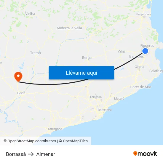 Borrassà to Almenar map