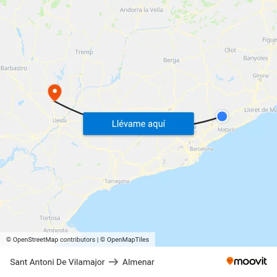 Sant Antoni De Vilamajor to Almenar map