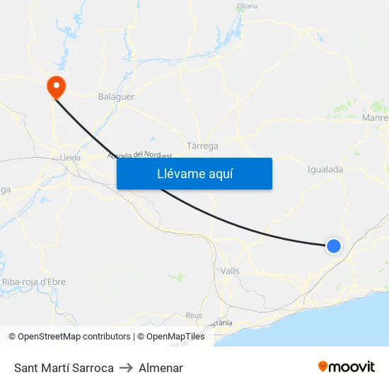 Sant Martí Sarroca to Almenar map