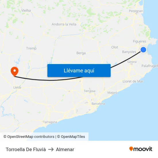 Torroella De Fluvià to Almenar map