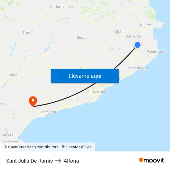 Sant Julià De Ramis to Alforja map