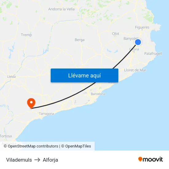 Vilademuls to Alforja map
