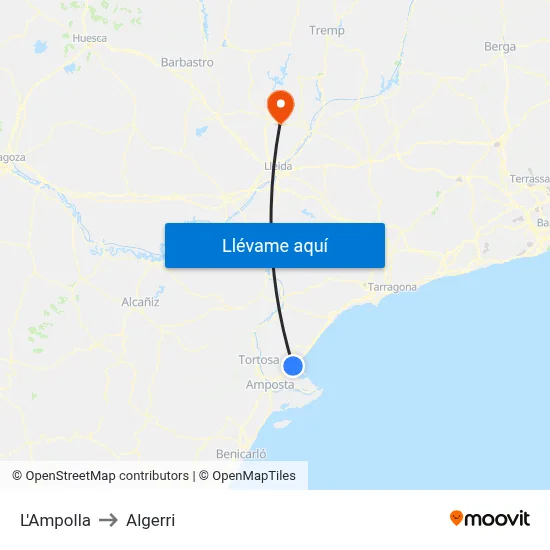L'Ampolla to Algerri map