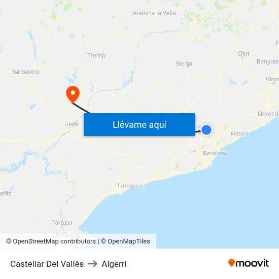 Castellar Del Vallès to Algerri map