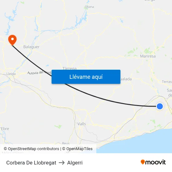 Corbera De Llobregat to Algerri map