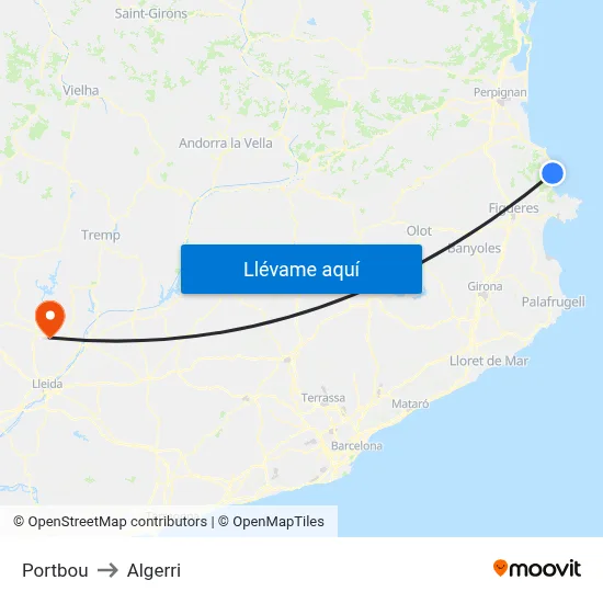 Portbou to Algerri map