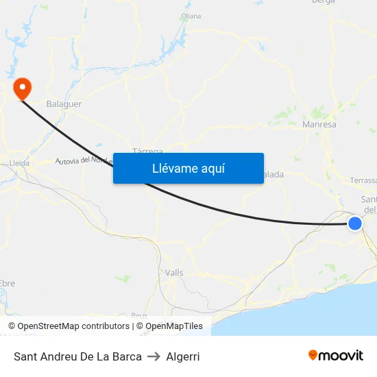 Sant Andreu De La Barca to Algerri map