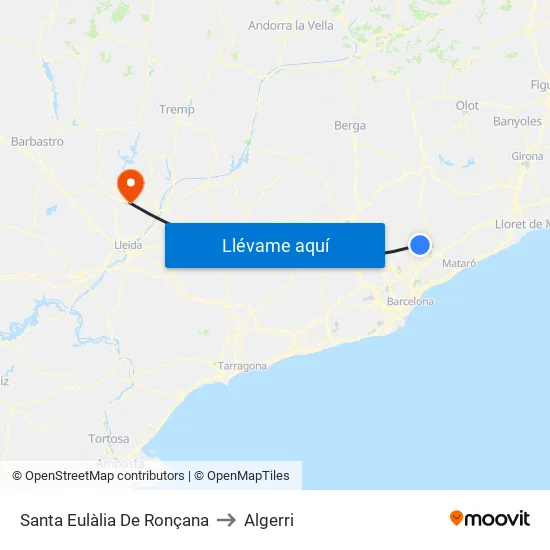 Santa Eulàlia De Ronçana to Algerri map