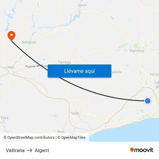 Vallirana to Algerri map