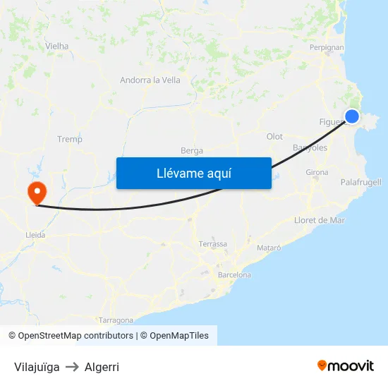 Vilajuïga to Algerri map