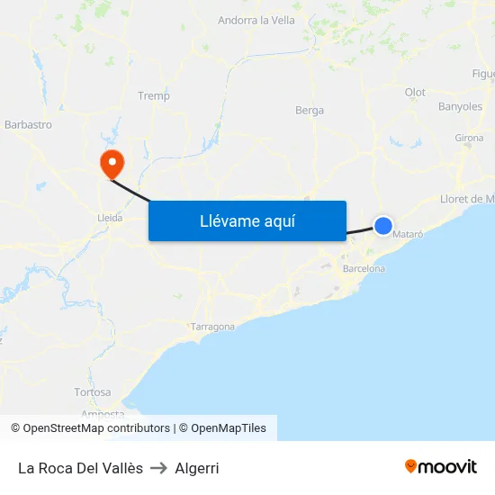 La Roca Del Vallès to Algerri map