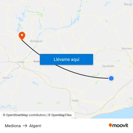 Mediona to Algerri map