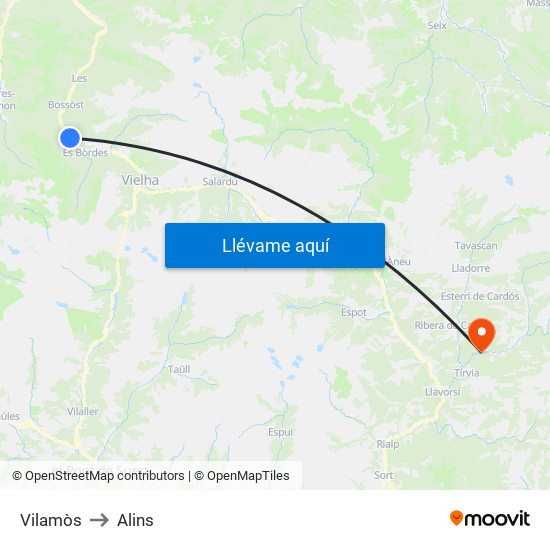 Vilamòs to Alins map