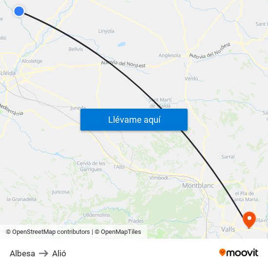 Albesa to Alió map
