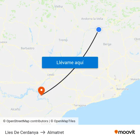 Lles De Cerdanya to Almatret map