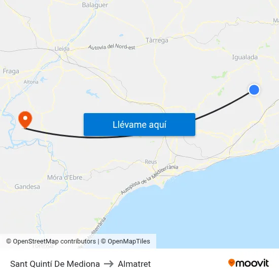 Sant Quintí De Mediona to Almatret map