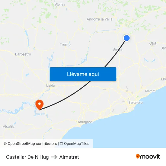 Castellar De N'Hug to Almatret map