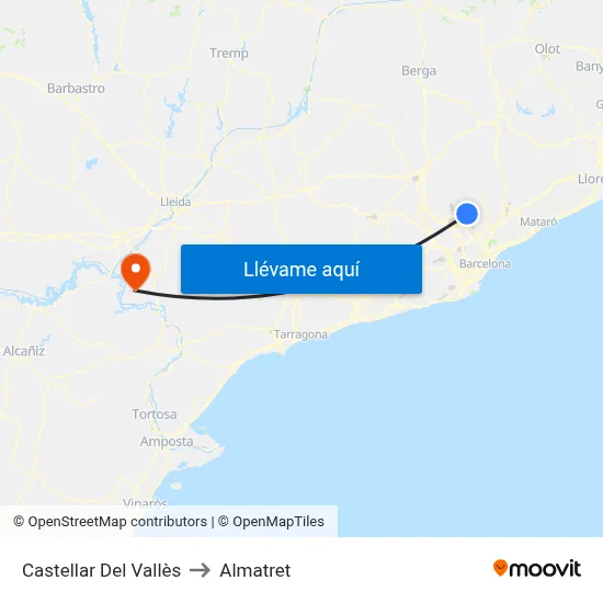 Castellar Del Vallès to Almatret map
