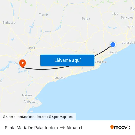 Santa Maria De Palautordera to Almatret map