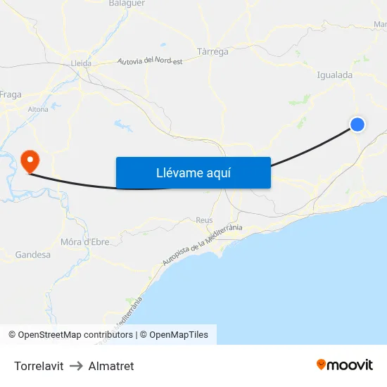 Torrelavit to Almatret map