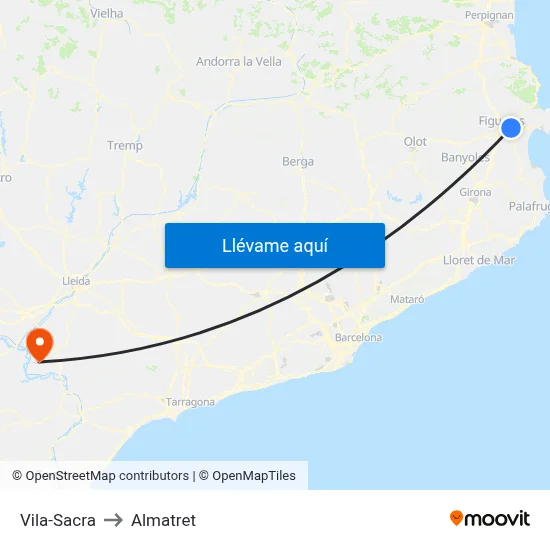 Vila-Sacra to Almatret map