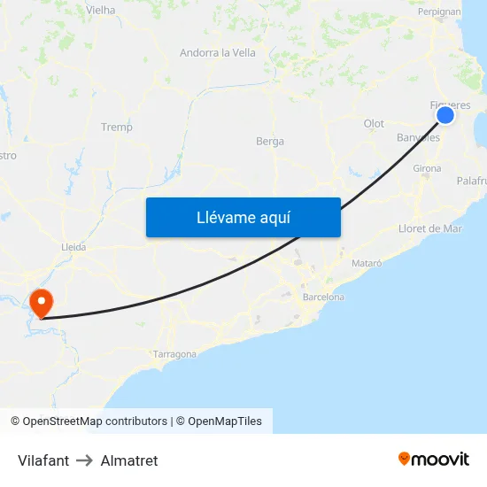 Vilafant to Almatret map