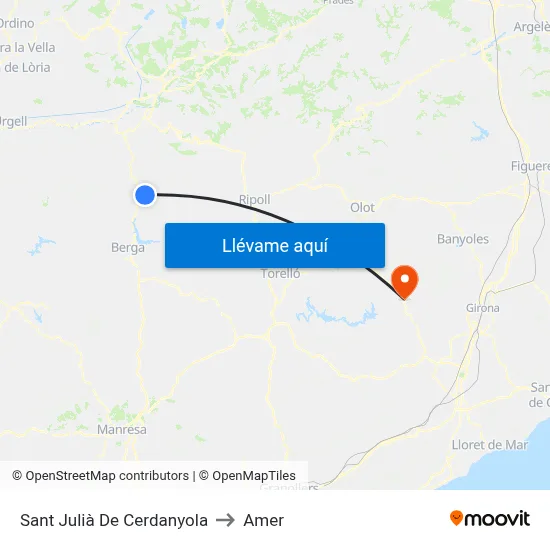 Sant Julià De Cerdanyola to Amer map
