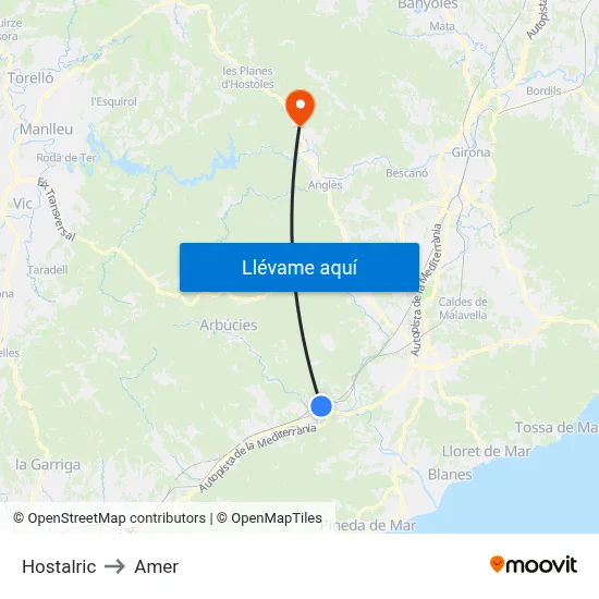 Hostalric to Amer map