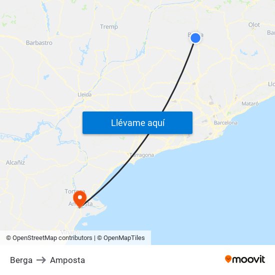 Berga to Amposta map