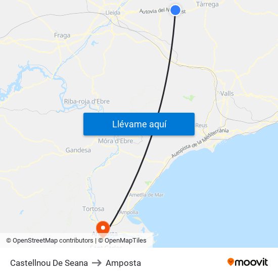 Castellnou De Seana to Amposta map