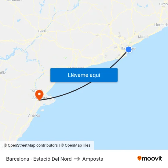 Barcelona - Estació Del Nord to Amposta map