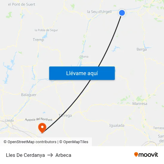 Lles De Cerdanya to Arbeca map