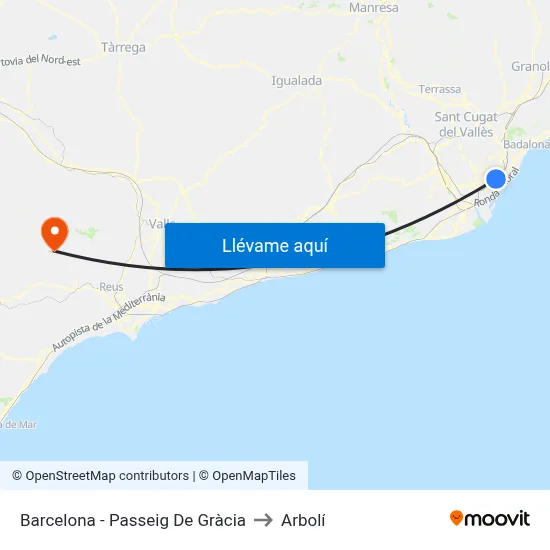 Barcelona - Passeig De Gràcia to Arbolí map