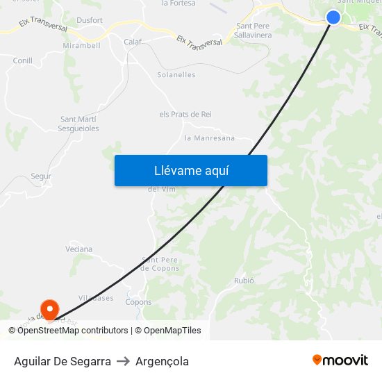 Aguilar De Segarra to Argençola map