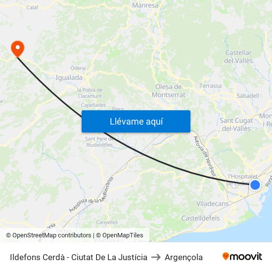 Ildefons Cerdà - Ciutat De La Justícia to Argençola map