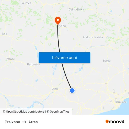 Preixana to Arres map