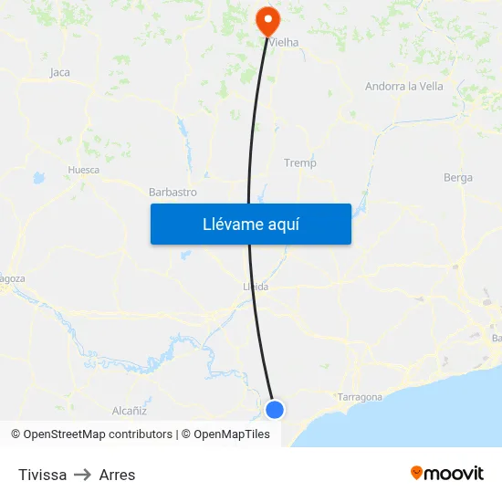 Tivissa to Arres map