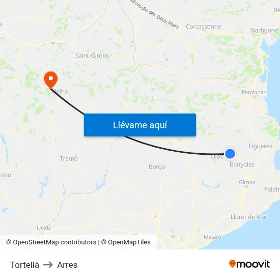 Tortellà to Arres map