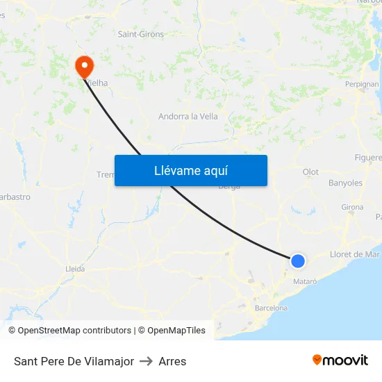 Sant Pere De Vilamajor to Arres map